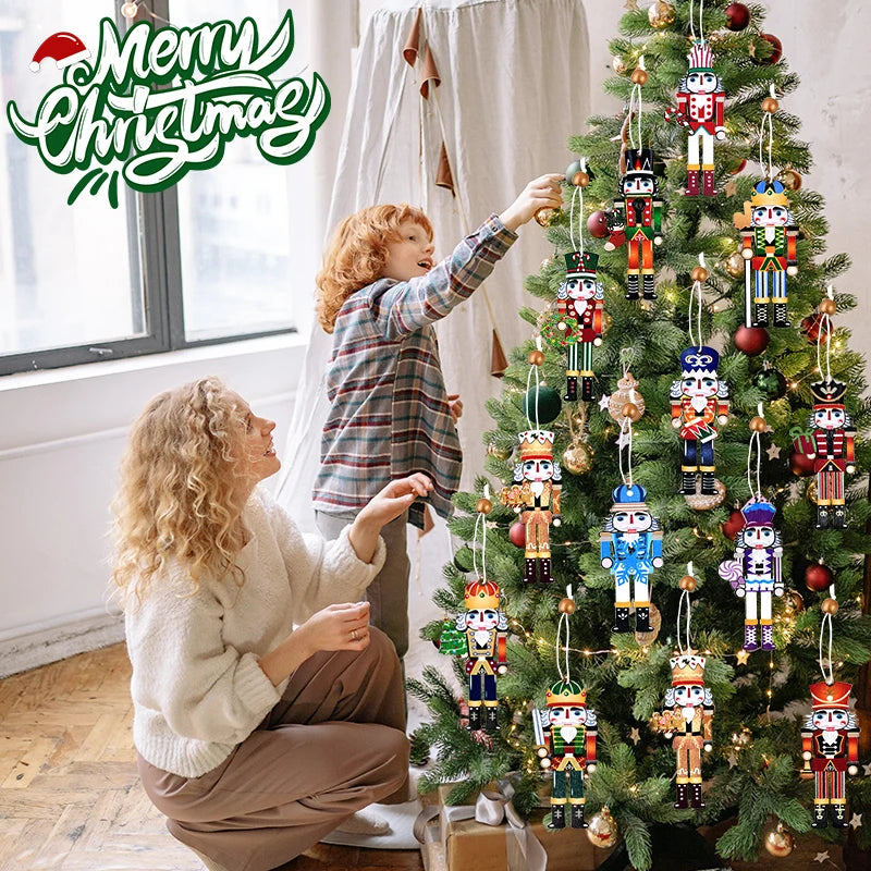 9Pcs Wooden Nutcracker Soldier Christmas Tree Ornaments Set Christmas Tree Ornaments Babs