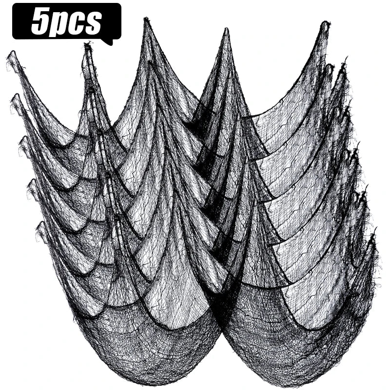 Halloween Black Gauze Fabric Haunted House Horror Décor Props Halloween Decoration Fabric Babs 5pcs