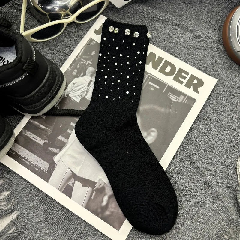 Women's Rhinestone Cotton Ankle Socks – Warm & Stylish Rhinestone Ankle Socks Babs