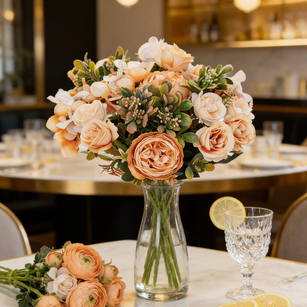 Artificial Silk Peony & Hydrangea Bouquet – Wedding & Home Decor Artificial Silk Flowers Babs