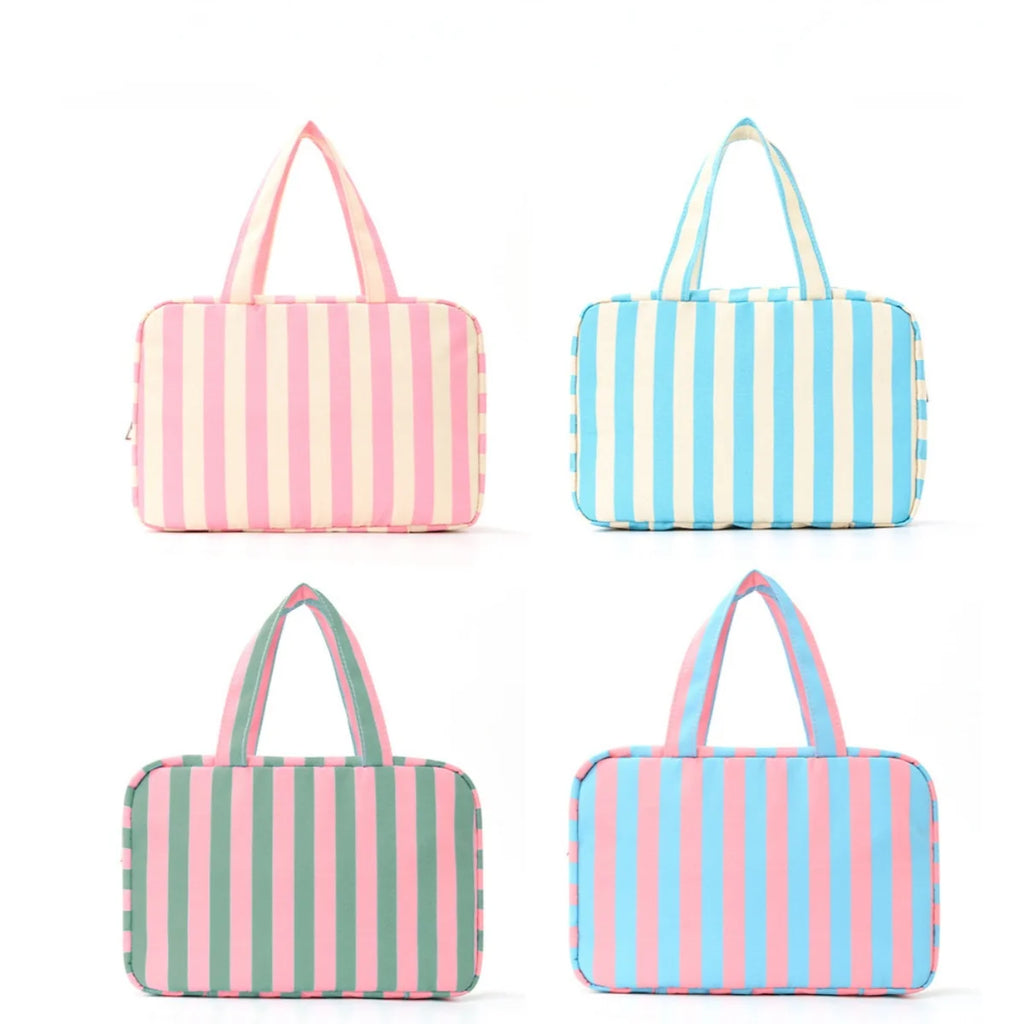 Striped Unisex Travel Toiletry Bag – Large Capacity with Hook Travel Toiletry Bag Babs