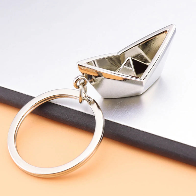 Sailing Paper Boat Keychain – Zinc Alloy Metal Key Ring Metal Keychain Babs