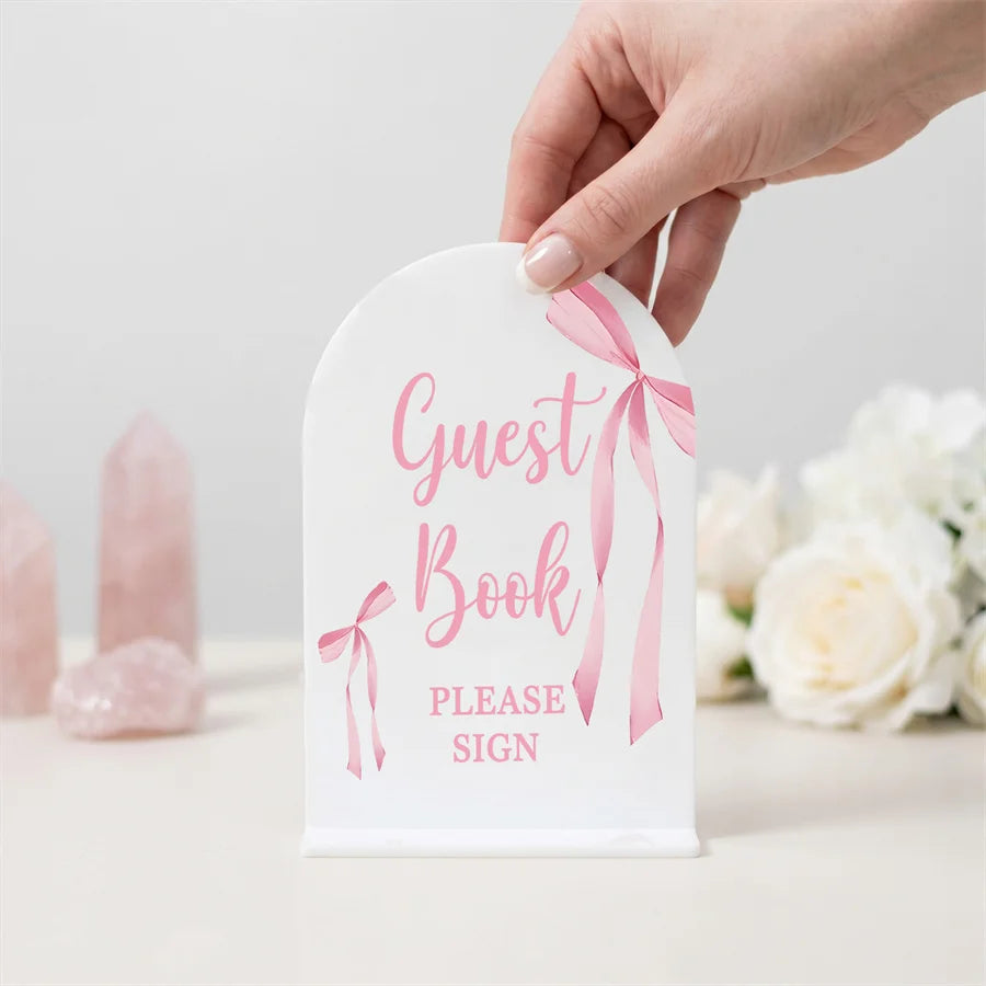 Pink Bowtie Acrylic Table Number Holder | Wedding Décor Table Number Holder Babs