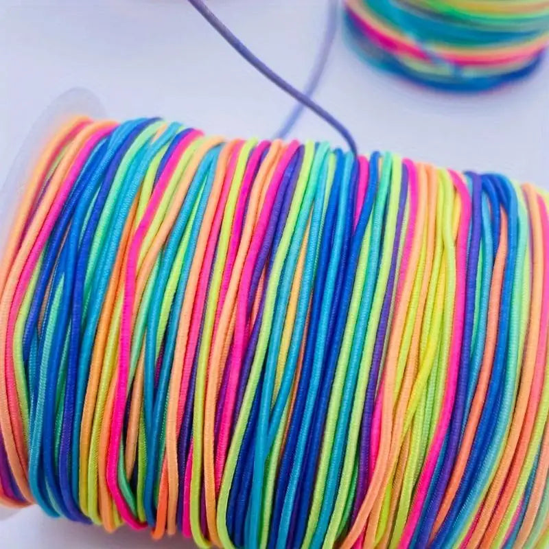 50m Rainbow Elastic Beading Cord – Stretchy DIY Jewelry String Elastic Beading Cord Babs