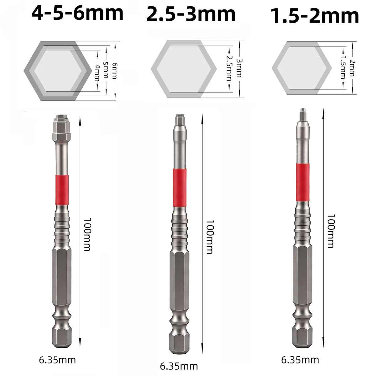 Magnetic Hex Screwdriver Bits 65/100mm | 1 or 3-Piece Set Screwdriver Bits Babs