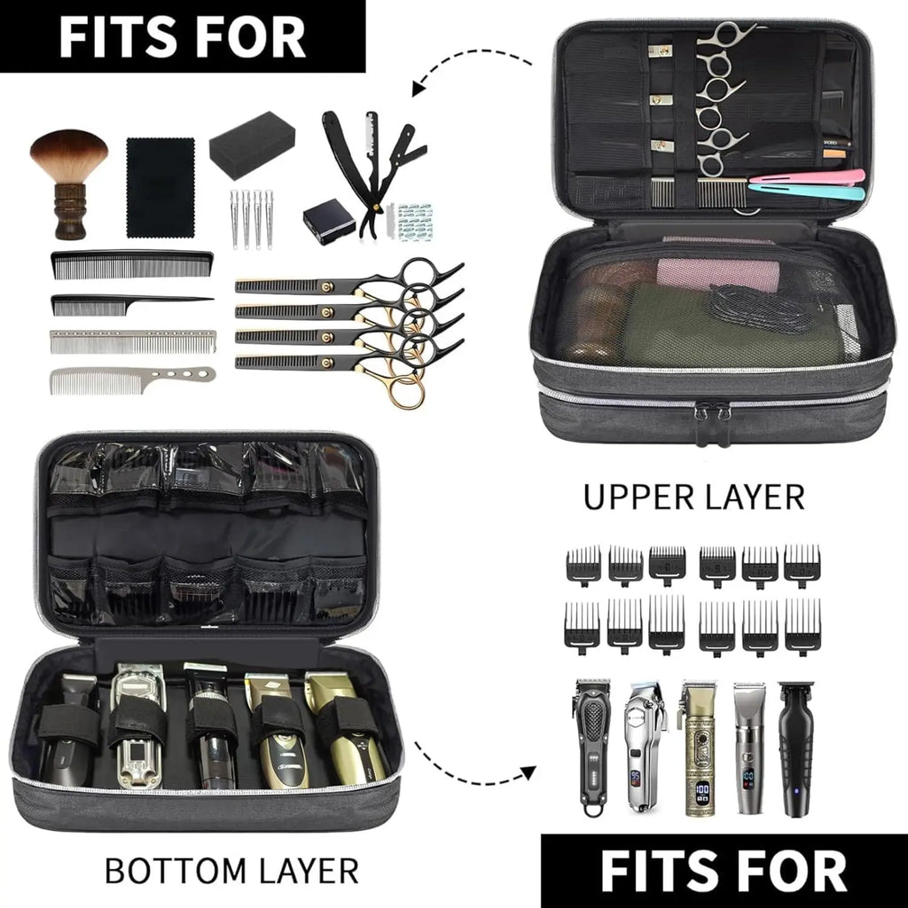 Barber Clipper Organizer Bag – Double Layer Case for Salon & Travel Barber Organizer Bag Babs