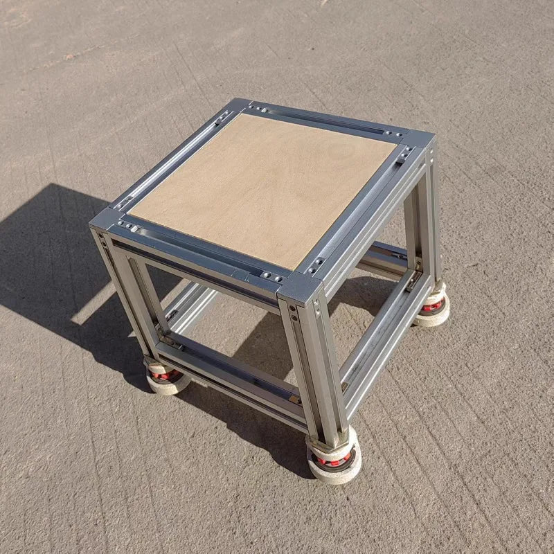 Modern Low Stool with Wheels – Aluminum, 27x27x29cm Low Stool Ottoman Babs