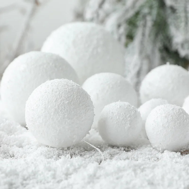White Foam Christmas Ball Ornaments 4–10cm | 6pcs DIY Xmas Decor Christmas Ball Ornaments Babs