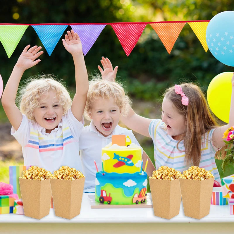 12-Pack Kraft Paper Popcorn Boxes – Party Snack Buckets Party Snack Boxes Babs