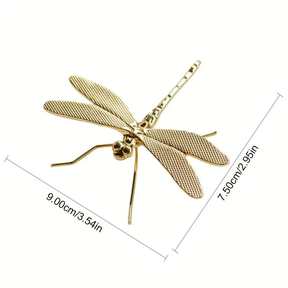 3D Metal Dragonfly Ornament – Gold & Silver Tea Pet Home Decor Decorative Figurine Babs