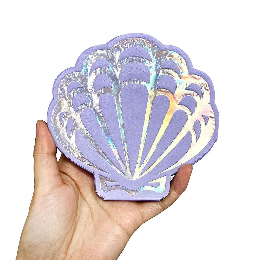 Seashell Paper Napkins – Mermaid Ocean Party Cocktail Décor Disposable Party Napkins Babs