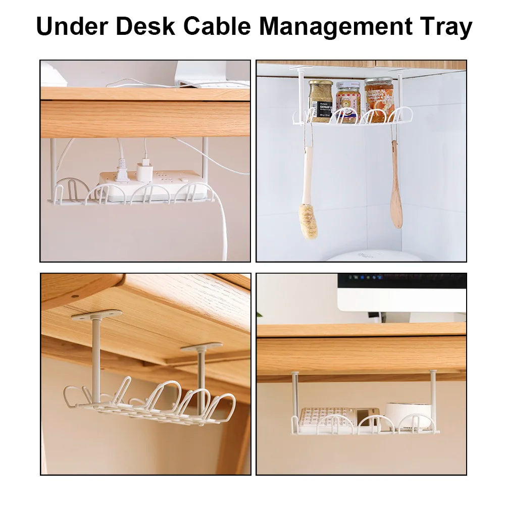 Under-Desk Cable Management Tray & Power Strip Storage Rack Cable Management Rack Babs
