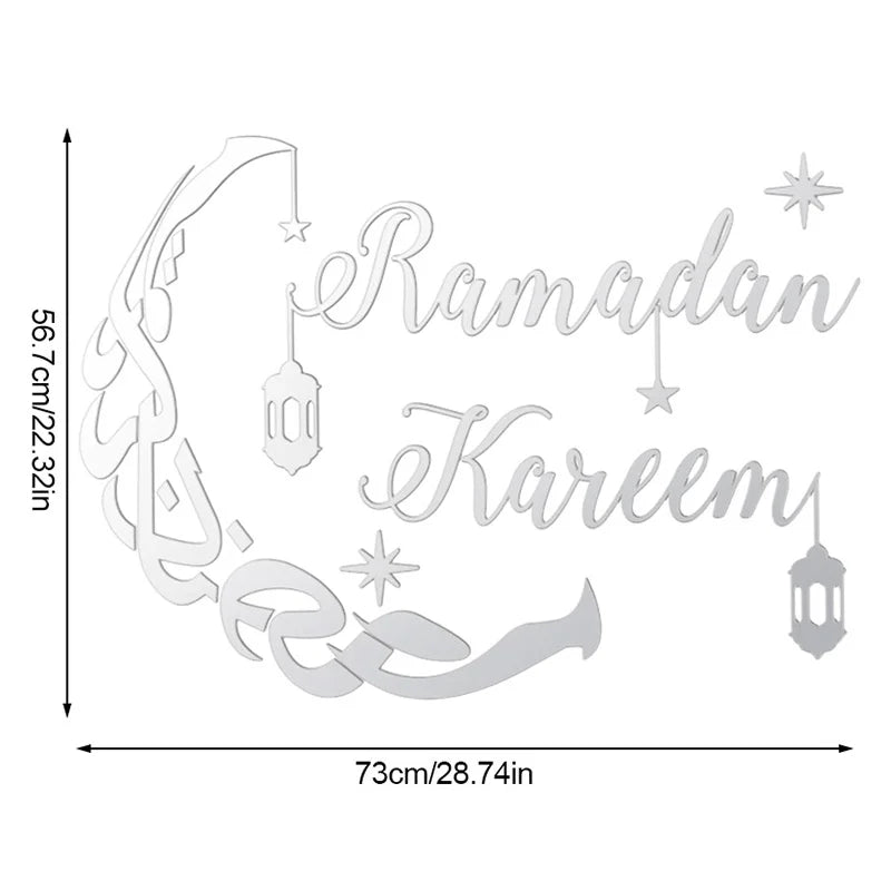 Eid Mubarak Gold Acrylic Mirror Wall Decal – Ramadan 2026 Acrylic Wall Decal Babs Silver Ramadan