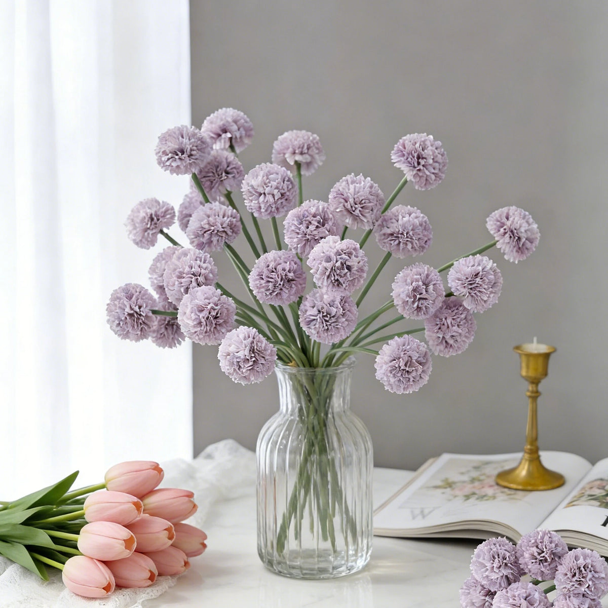 Artificial Silk Mini Ball Chrysanthemum Bouquet | Wedding & Home Décor Artificial Flower Bouquet Babs