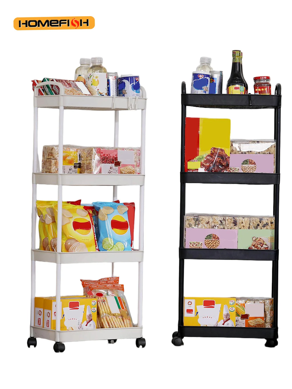 3-Tier Rolling Storage Cart with Wheels – Kitchen & Bathroom Rolling Storage Cart Babs