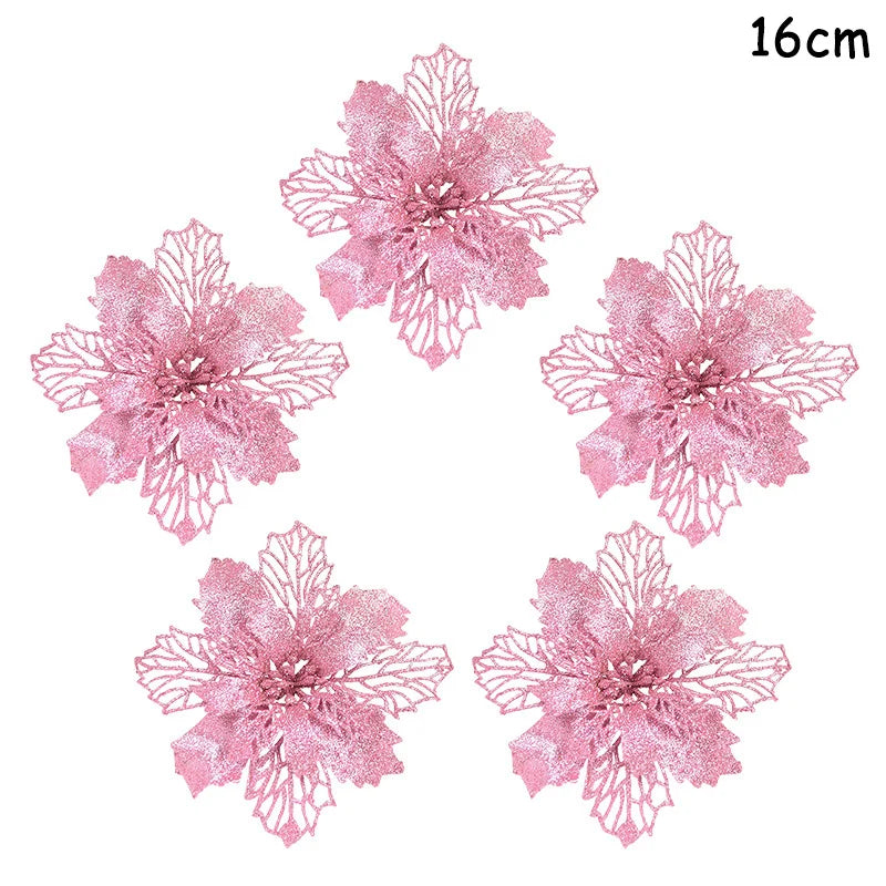 5Pcs Christmas Red Berry & Pine Cone Artificial Branches Décor Christmas Décor Branches Babs 5pcs pink flower