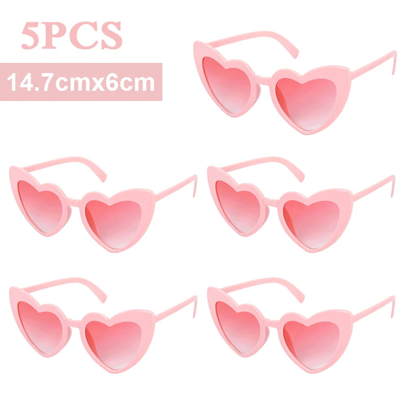Heart Shaped Bachelorette Party Sunglasses | Bridal Shower Gift Party Novelty Sunglasses Babs 5pcs light pink