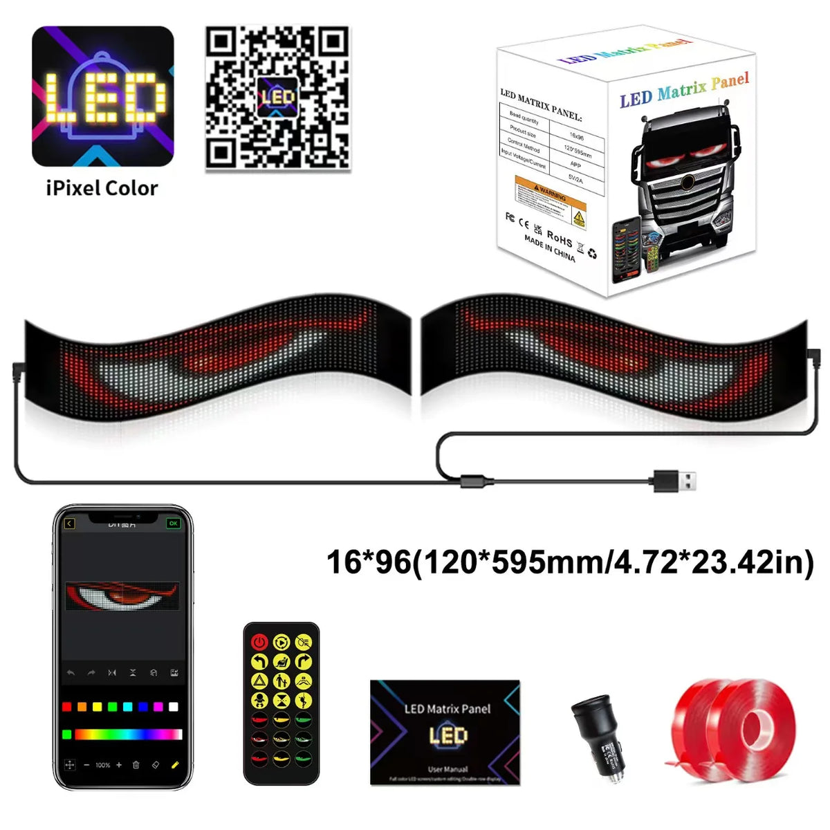 Demon Eye Bluetooth LED Flexible Screen Car Truck Light Display LED Car Display Screen Babs 11