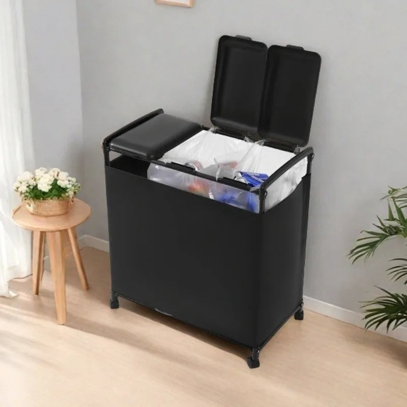 Modern Large Capacity Trash Can Rack with Wheels | 68×77×38cm Waste Sorting Rack Babs