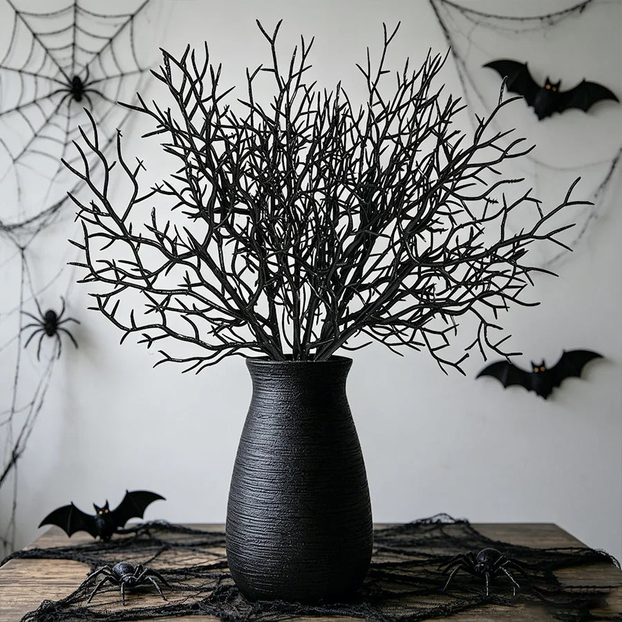 10pcs Black Artificial Branches Halloween Party Vase Décor Artificial Decor Branches Babs