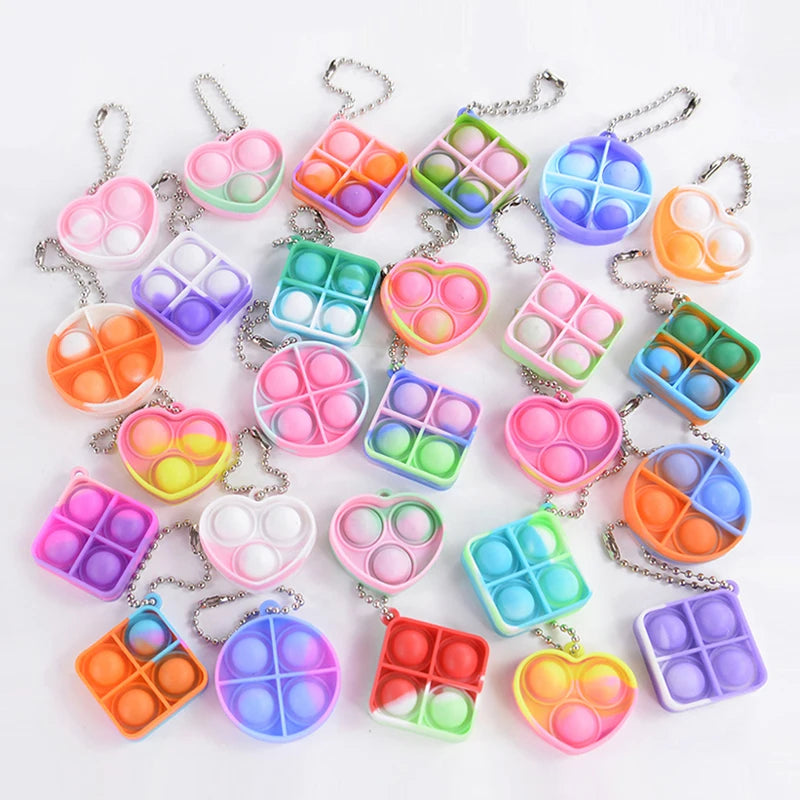 Pop Fidget Toy Keychains 10/20 Pcs – Kids Party Favors Fidget Toy Keychain Babs