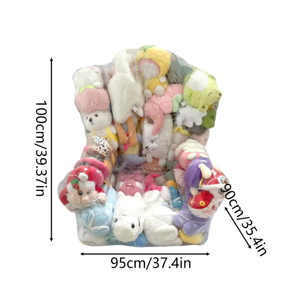 Clear Bean Bag Stuffed Animal Storage Chair for Kids Toy Storage Chair Babs