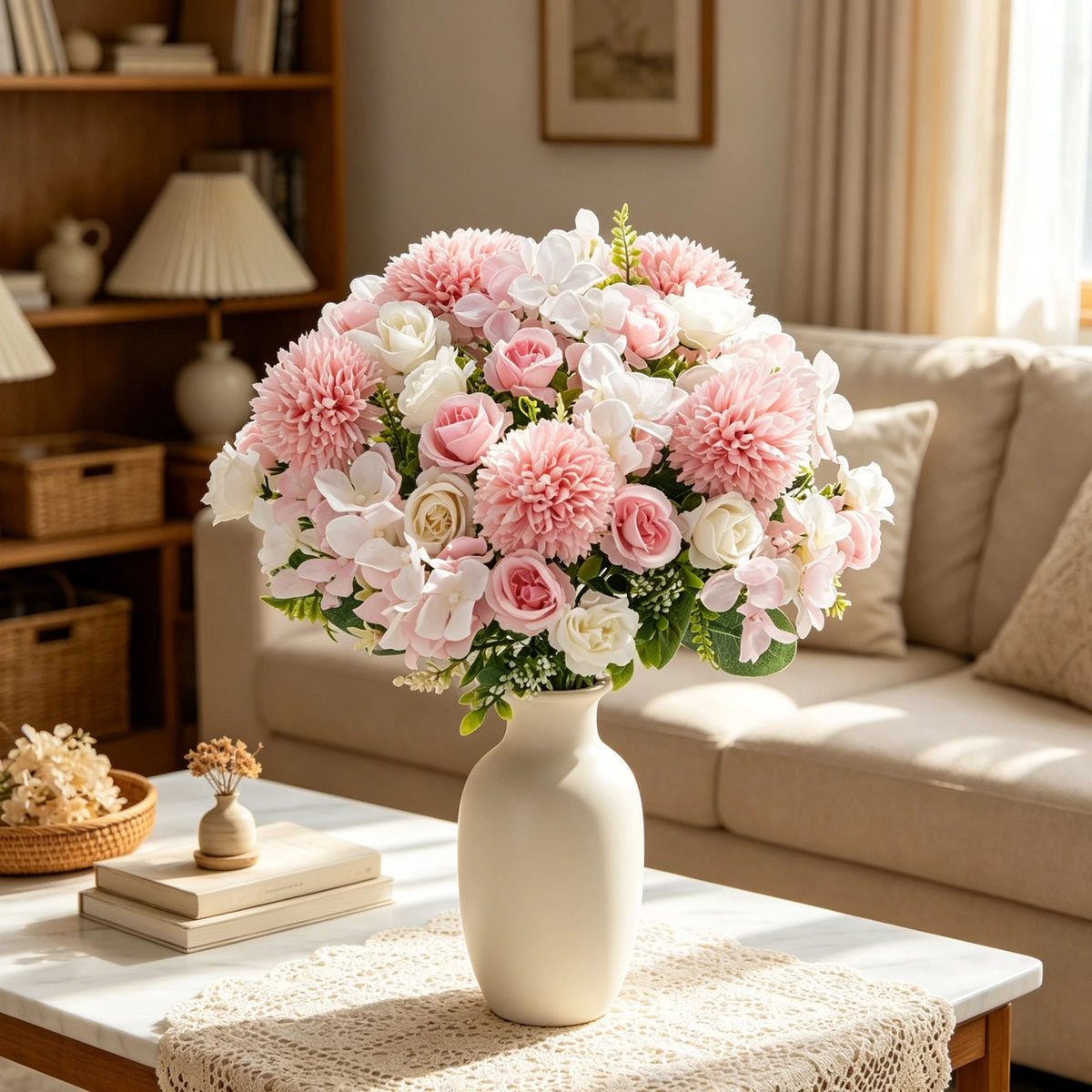 Silk Rose & Chrysanthemum Artificial Bouquet – Wedding Décor Artificial Flower Bouquet Babs