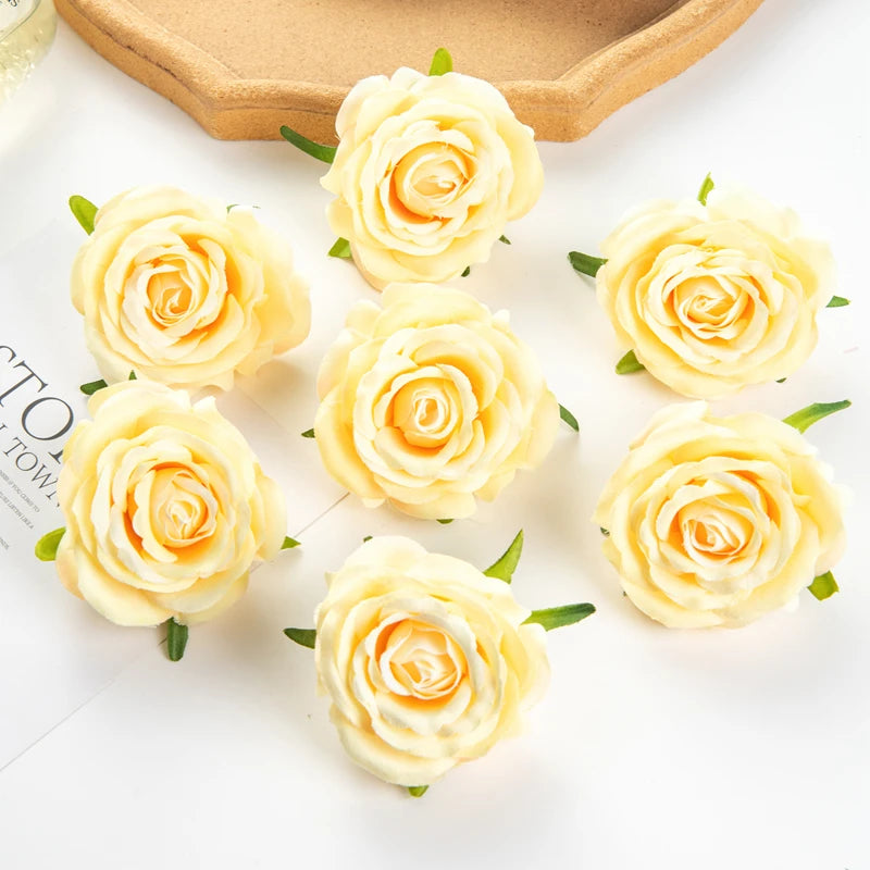 Silk Rose Artificial Flowers – Wedding, Home & DIY Décor Artificial Silk Roses Babs YELLOW 10 pcs