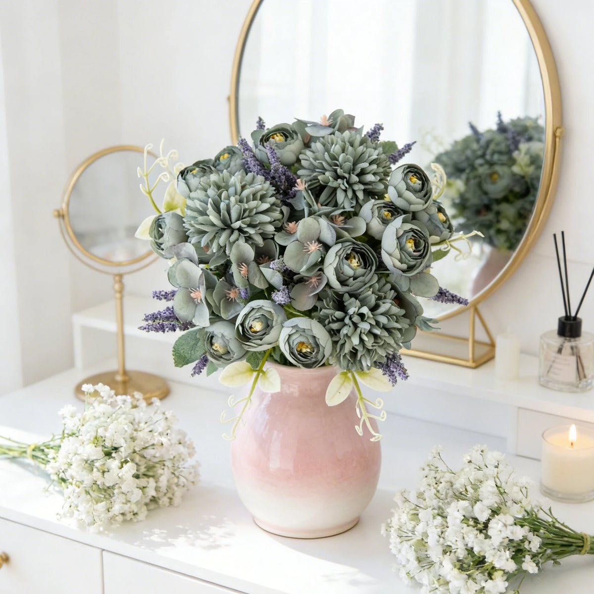 Artificial Silk Hydrangea Rose Bouquet | Home & Wedding Decor Artificial Flower Bouquet Babs
