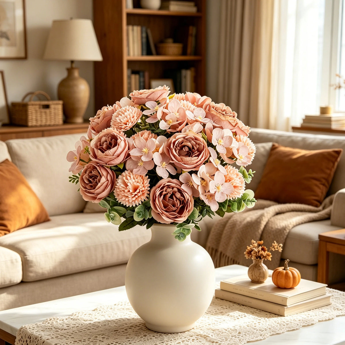 Silk Peony Chrysanthemum Artificial Flower Bouquet | Home & Wedding Artificial Flower Bouquet Babs
