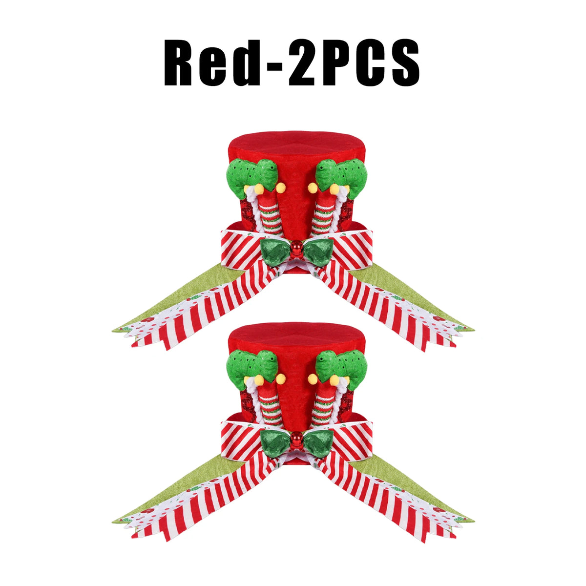 Christmas Tree Topper Velvet Hat – Elf Legs & Bowknot Decor Christmas Tree Topper Babs 2PCS