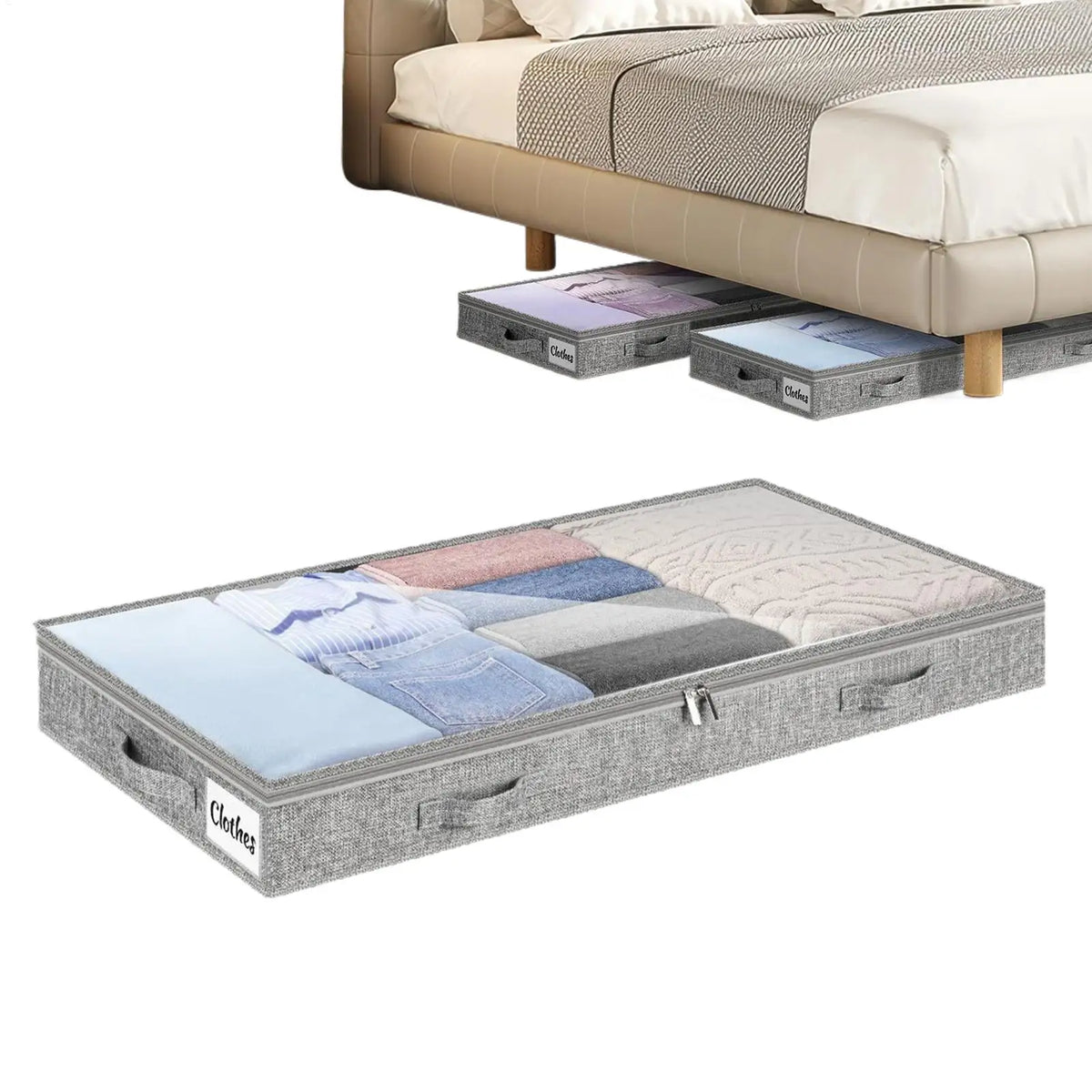 Rolling Under Bed Storage Bins with Clear Lid | Large Capacity Under Bed Storage Bin Babs