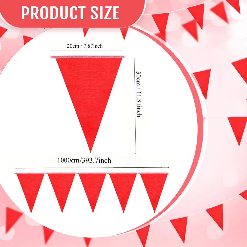 Red Triangle Pennant Bunting Banner – Waterproof Party Flags Party Bunting Banner Babs