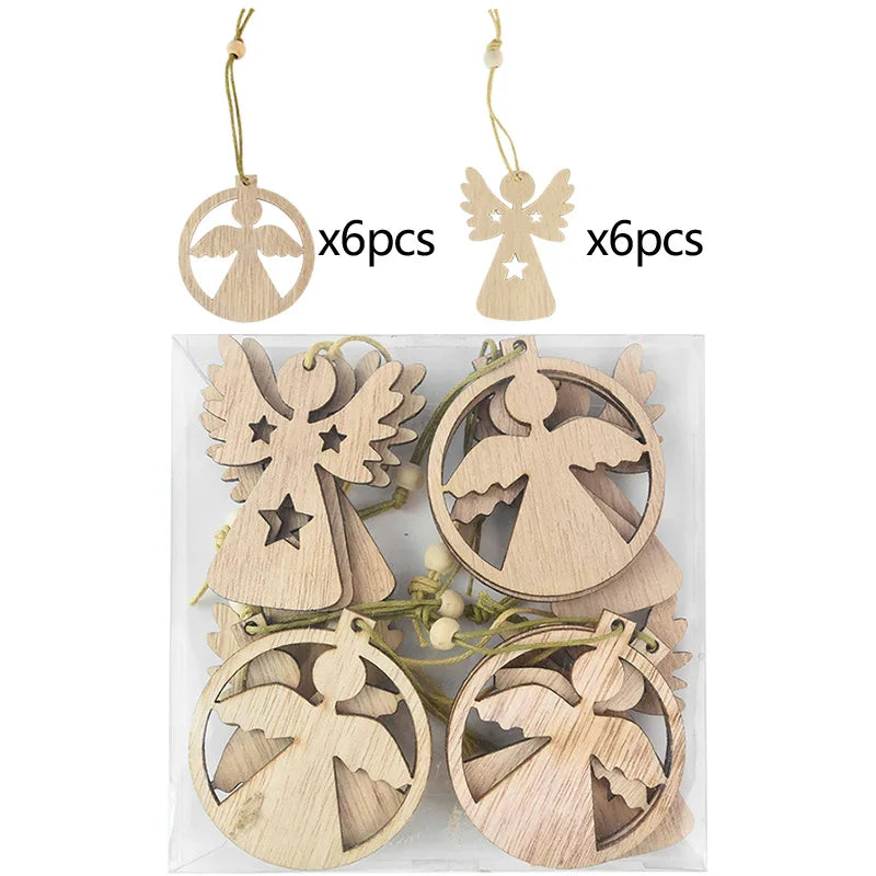 12 Christmas Wooden Ornaments – DIY Xmas Tree Pendants Christmas Wood Ornaments Babs Style2