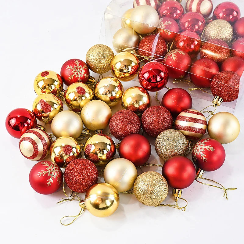 50Pcs Christmas Tree Ball Ornaments – Red & Gold Baubles Christmas Tree Ornaments Babs