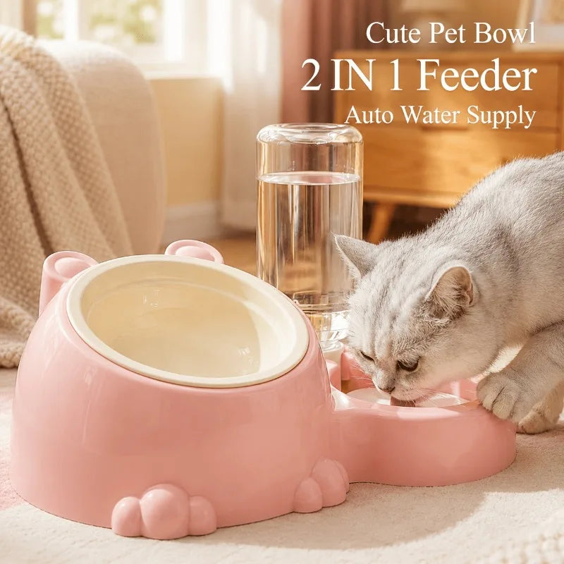 Bear Shaped 2-in-1 Cat Feeding Bowl – Anti-Overflow & Detachable Cat Feeding Bowl Babs