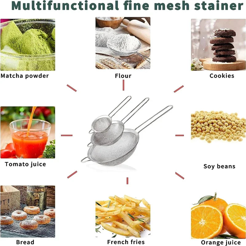 Fine Mesh Stainless Steel Strainer Colander Sieve – 8 Sizes Mesh Strainer Sieve Babs