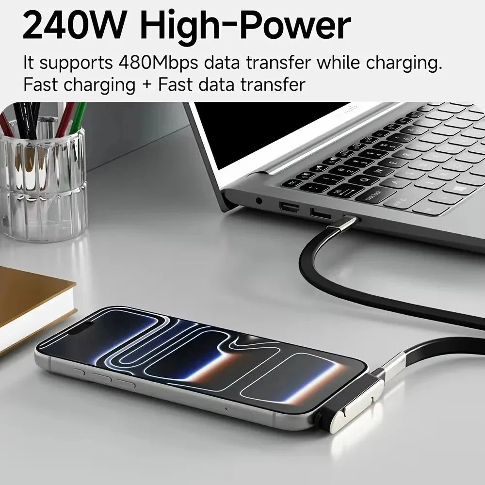 KEBIDUMEI 240W 2-in-1 Foldable Phone Stand & USB-C Cable Phone Stand & Cable Babs