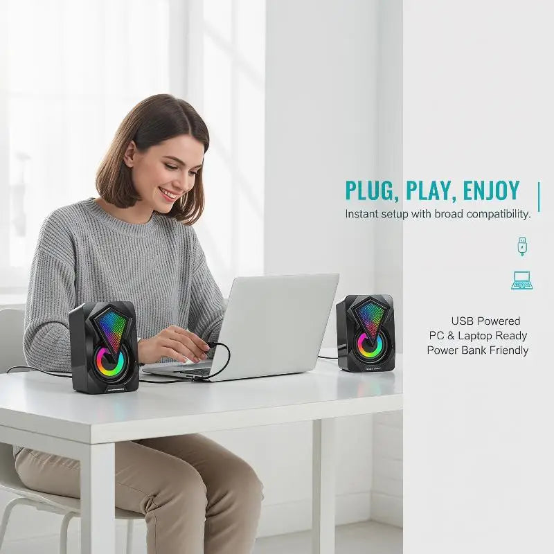 Mini RGB Desktop Speaker USB 3.5mm for PC Laptop Monitor Desktop RGB Speaker Babs