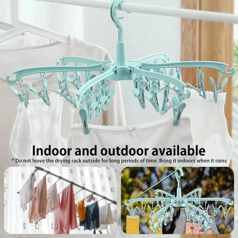24-Clip Folding Clothes Drying Rack – Windproof Laundry Hanger Clothes Drying Rack Babs