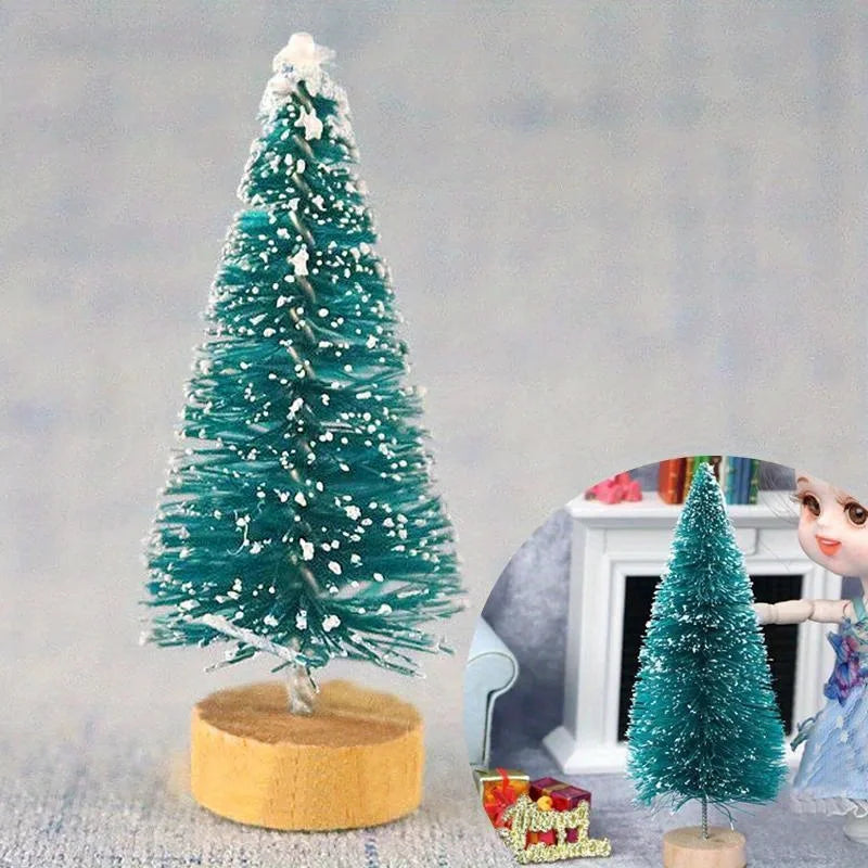 12pcs Miniature Christmas Trees Set – Snow Frost Artificial Pine Miniature Christmas Trees Babs