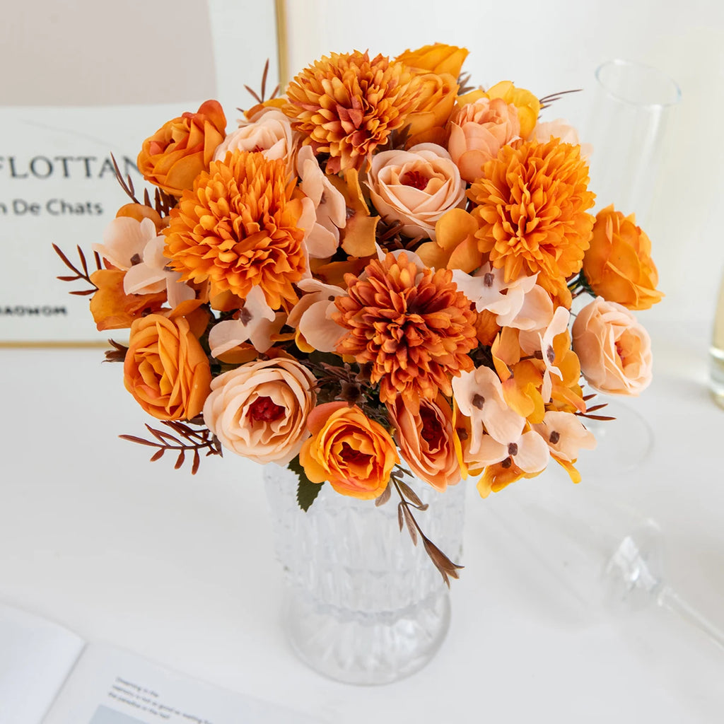 Autumn Artificial Silk Rose Bouquet – Wedding & Home Décor Artificial Flower Bouquet Babs