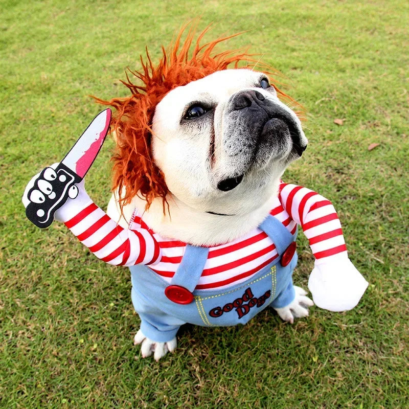 Halloween Deadly Doll Dog Costume Set – Funny Pet Outfit Pet Costume Set Babs