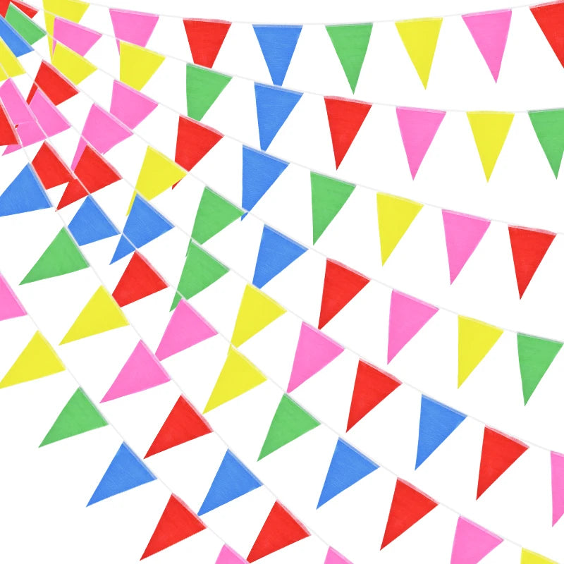 50M 100-Flag Colorful Triangle Bunting Banner Garland Party Bunting Banner Babs