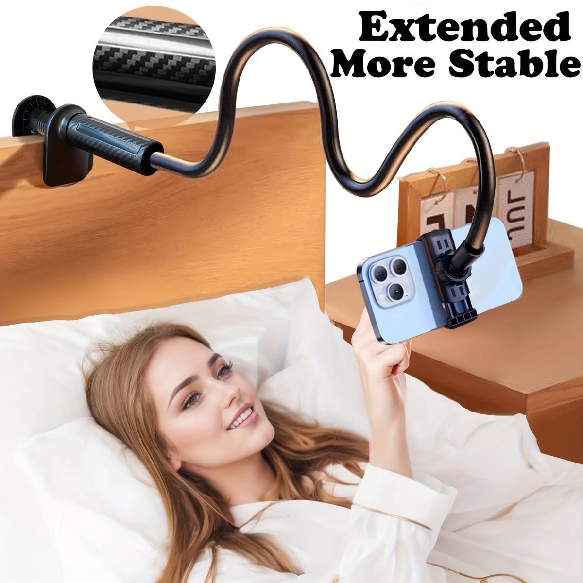 100cm Flexible Gooseneck Phone Stand – Long Arm Bedside Holder Gooseneck Phone Stand Babs