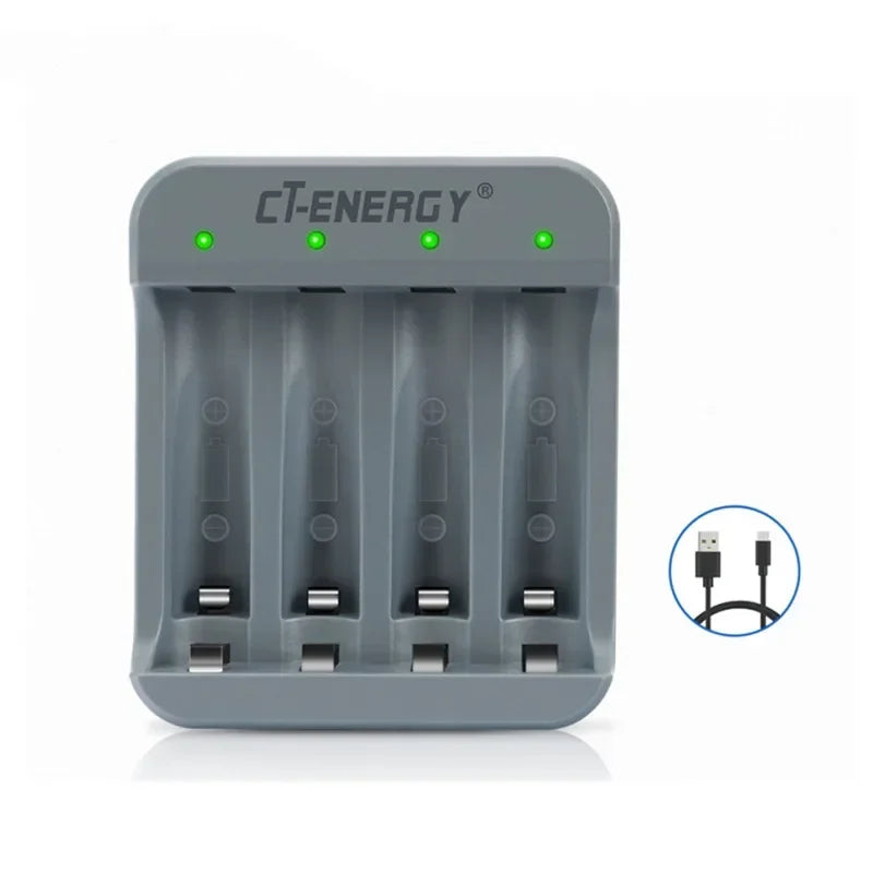 4-Slot Li-Ion Battery Charger AA AAA 1.5V LED Indicator USB-C Battery Charger Babs