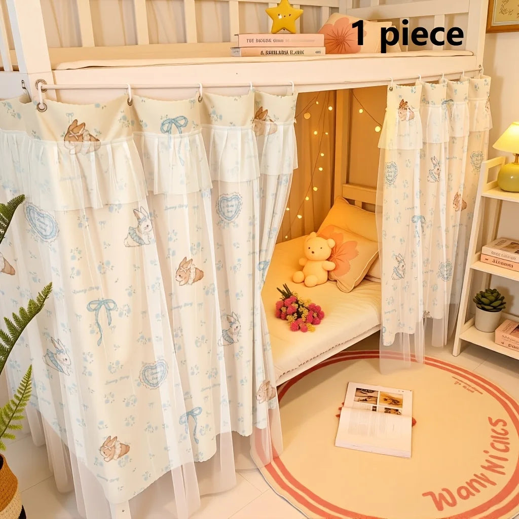 Double-Layer Princess Bed Curtain – Mesh Lace Privacy Netting Bed Privacy Curtain Babs Princess Rabbit