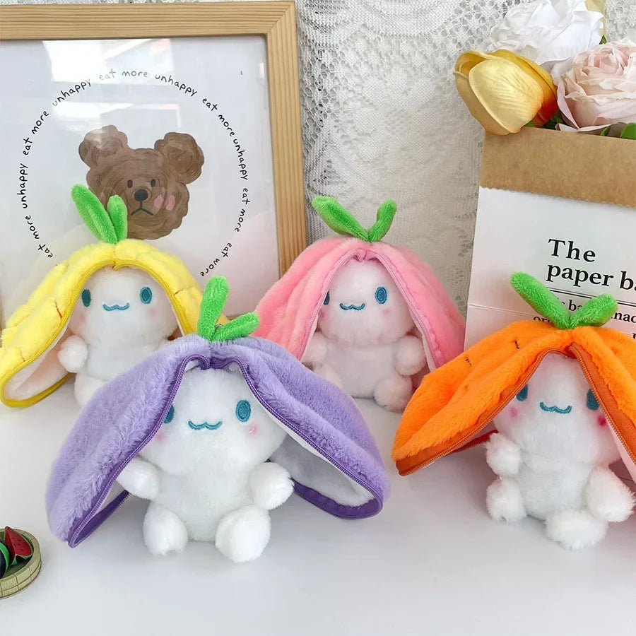 Transforming Bunny Plush Toy – Strawberry & Carrot Rabbit Doll Transforming Plush Toy Babs