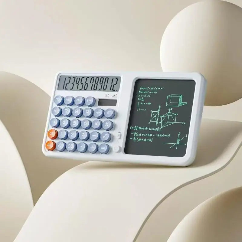HUXUAN 2-in-1 Calculator & LCD Writing Pad – 12-Digit Screen Calculator with Writing Pad Babs A1