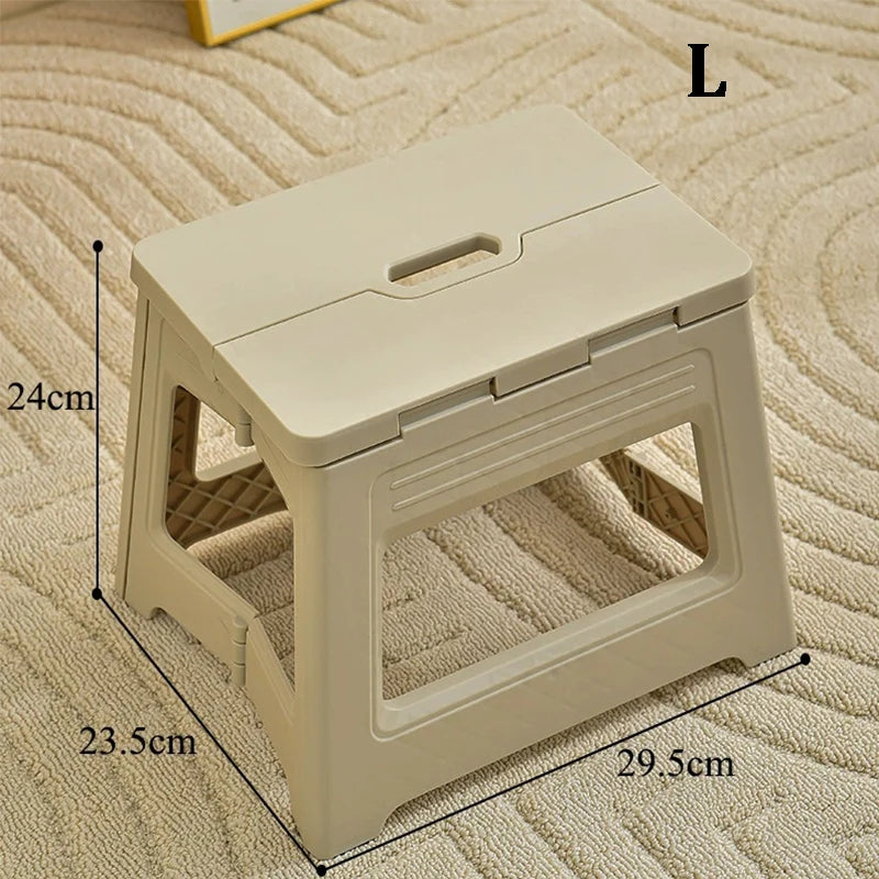 Folding Step Stool – Lightweight Non-Slip Plastic Stool for Home Folding Step Stool Babs L-White